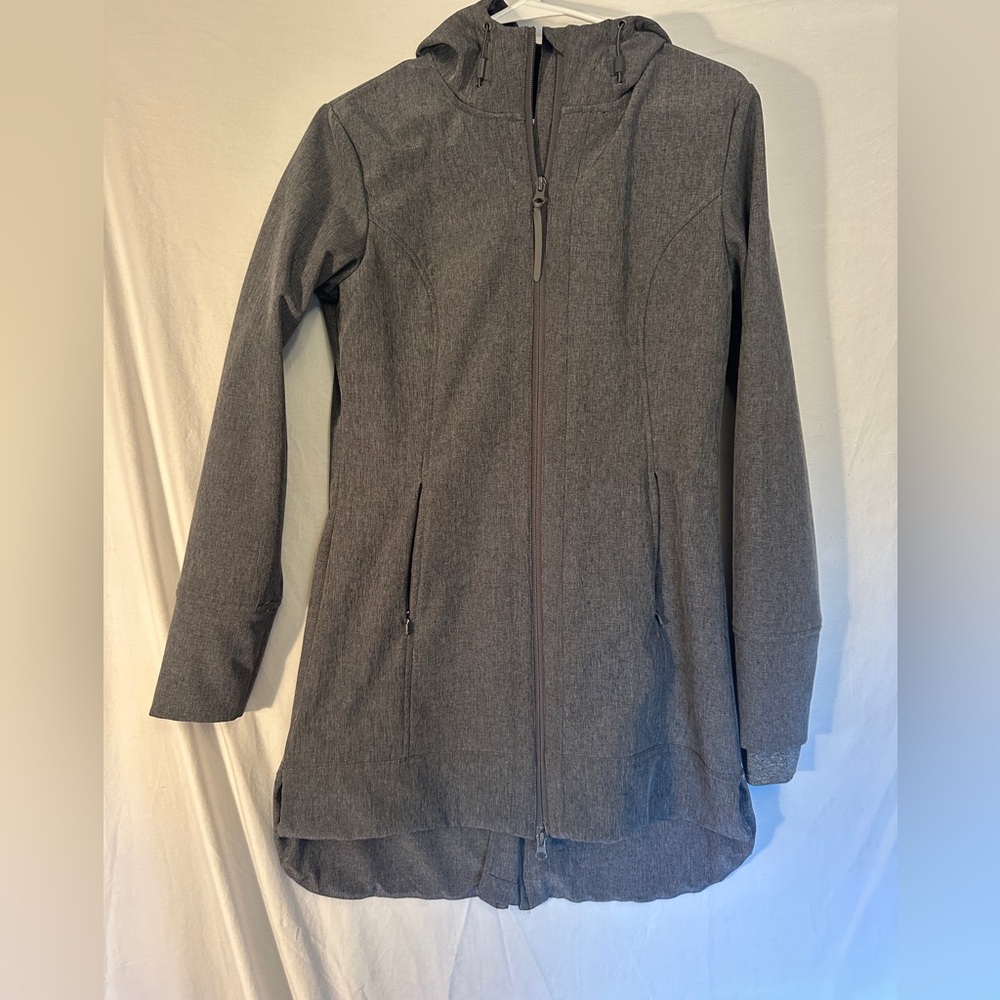 Mondetta Gray Long Hooded Drawstring Full Zip Spring Fall Jacket Women’s Size Sm